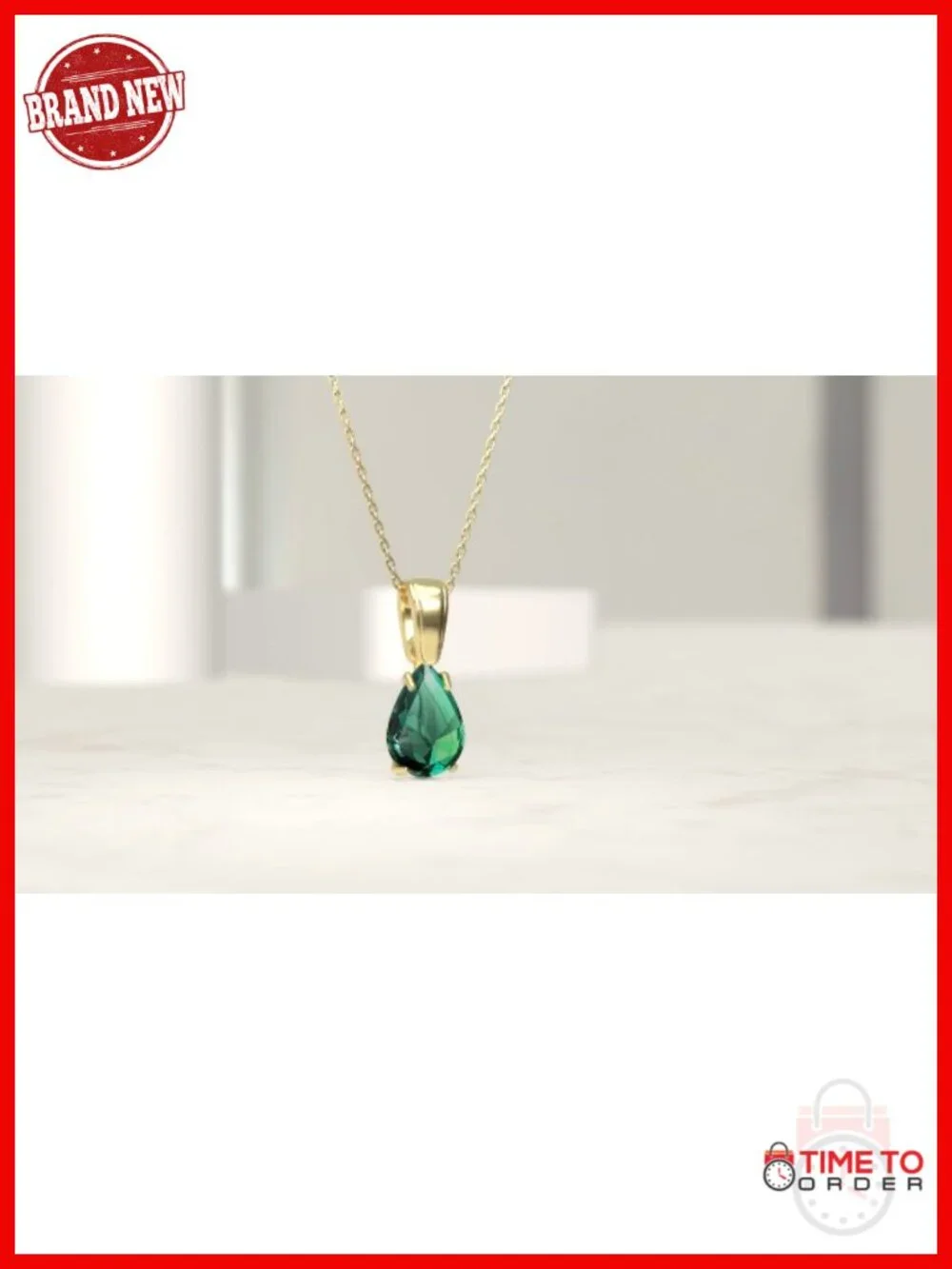 14K Gold Plated Sterling Silver Simulated Ruby Teardrop Pendant Necklace